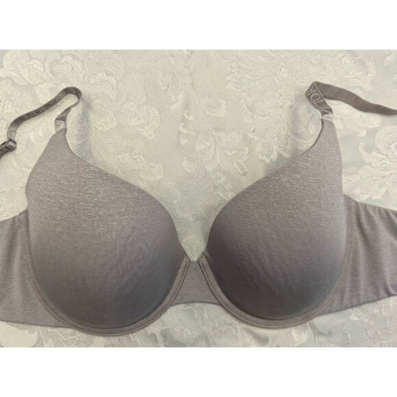 Victoria’s Secret Bra T Shirt Lightly Lined Demi Size 34DD Gray Logo Convertible - Picture 8 of 10